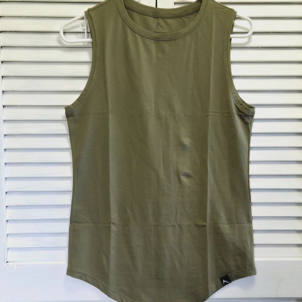 NWT ROKWOLF ESCAPE TANK TOP BURNT OLIVE PIMA COTTON/MODAL/SPANDEX FORM FIT LARGE